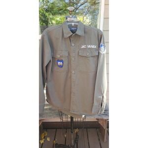 JAC VANEK Olive Button Front Long Sleeve Shirt Jacket Take Me To L.A. Mens M EUC